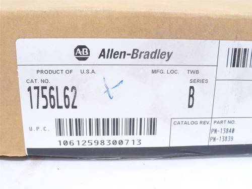 Allen-Bradley 1756-L62; Logix5562 Processor 4MB Memory; 24VDC