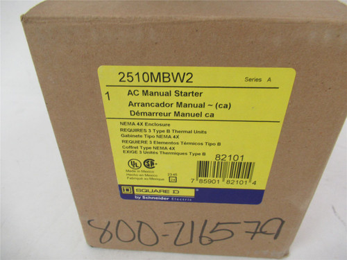 Square D 2510MBW2; Motor Starter NEMA M0 18A NEMA 4/4X