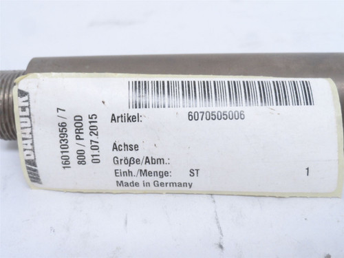 Baader 6070505006; Axle; SS; Treaded End; 10" Long x 1-1/4"OD