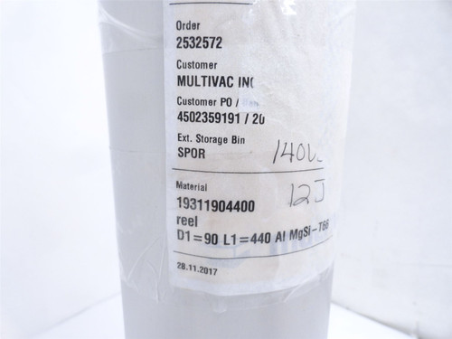 Multivac 19311904400; Aluminum Reel; 90mmOD x 440mm Long