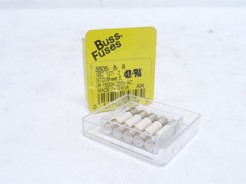 Bussmann S505-8-R; Box-5; Fast-Acting Fuses; 6.3A; 250VAC