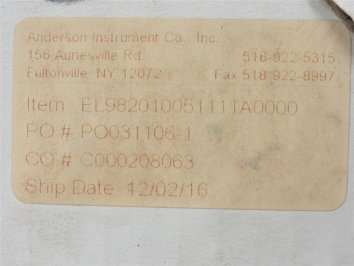Anderson EL982010051111A0000; Pressure Gauge; SS; 0-600PSI