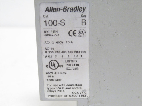 Allen-Bradley 100-SB; Side Mount Aux Contact 10A; 690VAC