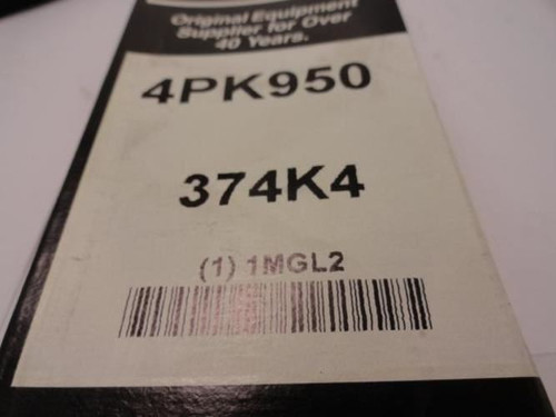 Bando 4PK950; Serpentine Belt 374K4; 4-ribs 37.4"L; 1MGL2