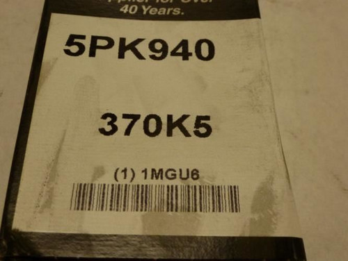Bando 370K5; Serpentine Belt 5PK940