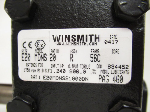 Winsmith E20MDNS20R56C; Cast Iron Speed Reducer; 20:1
