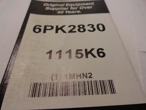 Bando 6PK2830; Serpentine Belt 1115K6; 6-ribs 111.5"L; 1MHN2