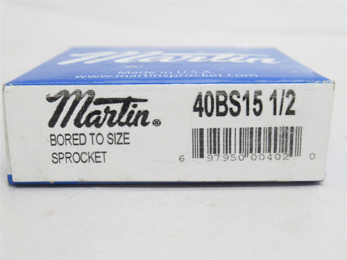 Martin 40BS15-1/2; Sprocket #40; 15 Tooth; 1/2"ID