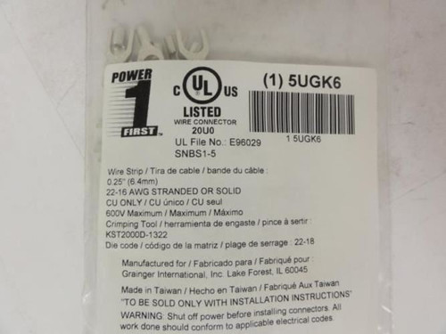 Power First 5UGK6; Fork Terminal; 22 to 16 AWG; PK100