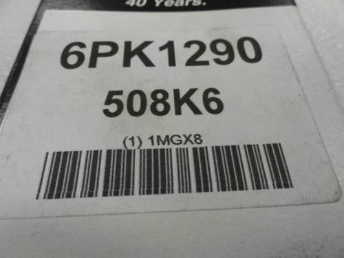 Bando 6PK1290; Serpentine Belt 508K6; 6-ribs 50.8"L; 1MGX8