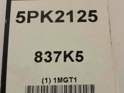 Bando 5PK2125; Serpentine Belt 837K5; 5-ribs 83.7"L; 1MGT1