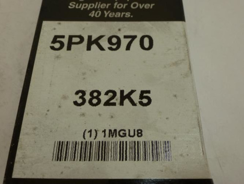 Bando 5PK970; Serpentine Belt 382K5; 5-ribs 38.2"L; 1MGU8