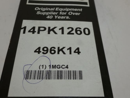 Bando 496K14; Serpentine Belt; 14PK1260