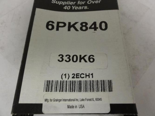 Bando 6PK840; Serpentine Belt 330K6; 6-ribs 33.0"L; 2ECH1