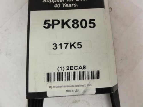 Bando 5PK805; Serpentine Belt 317K5; 5-ribs 31.7"L; 2ECA8