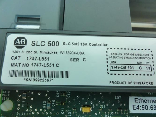 Allen-Bradley 1747-L551; SLC 5/05 Controller 16K Mem; Ser C