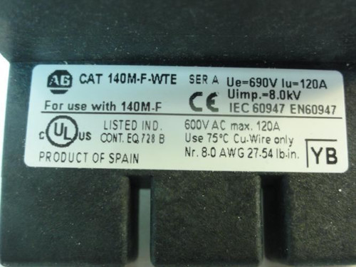 Allen-Bradley 140M-F-WTE; Terminal Block; 600VAC; 120A