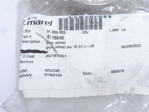 Marel 4719840; Gear Wheel; SS; 21 Teeth; 30mmID