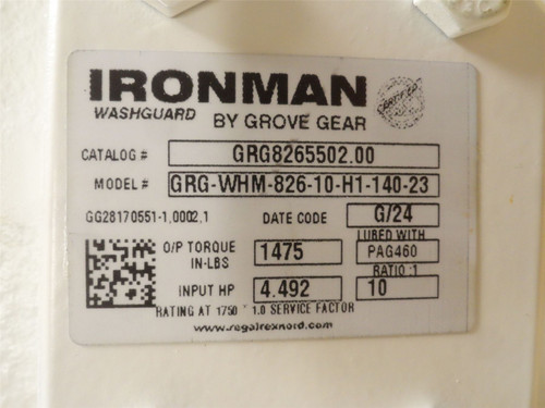 Grove Gear GRG-WHM-826-10-H1-140-23; Gear Reducer; 10:1 Ratio