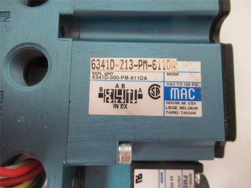 MAC 6341D-213-PM-611DA; Solenoid Valve 24VDC 8.5W VAC-150PSI