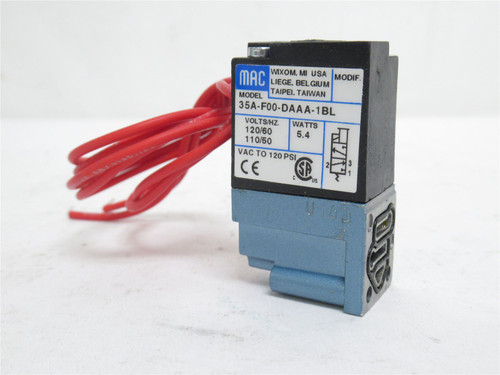 MAC 35A-F00-DAAA-1BL; Solenoid Valve; 0-120PSI. 110/120VAC