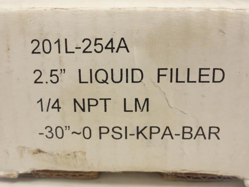 Superior Hydraulics 201L-254A; Liquid Fill Vac Gauge -30"~0 PSI