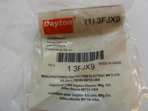 Dayton 3FJX9; Bag-5 Bronze Sleeve Bearing; 22mm ID; 28mm OD