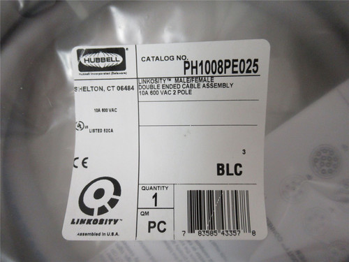 Hubbell PH1008PE025; Linkosity Cable 10A 8P 25'