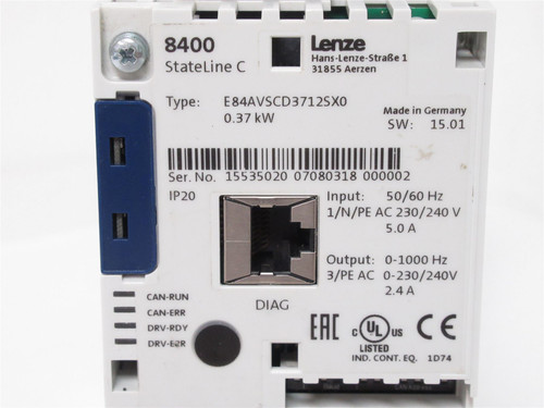 Lenze E84AVSCE3712SX0; Frequency Inverter Drive; 230/240V