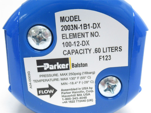 Parker 2003N-1B1-DX; Compressed Air Filter; 63CFM; 250PSI