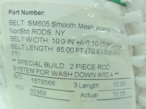 Habisat SM605-10; Conveyor Belt; 10Ft Length; 10" Width