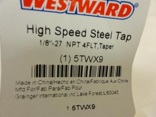 Westward 5TWX9; Taper Tap; 1/8"-27NPT; 4-Flute; Right Hand
