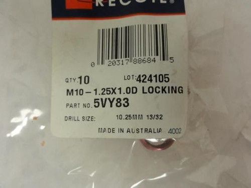 Recoil 5VY83; Pk10; Thread Insert; M10-1.25x1.0D Locking