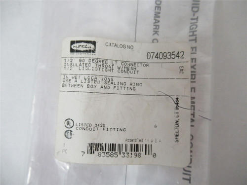 Hubbell 74093542; Wiring Device 90 Degree 1/2"  w/Mesh