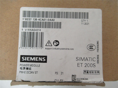 Siemens 6ES7138-4CA01-0AA0;  Power Module Simatic DP 24 VDC