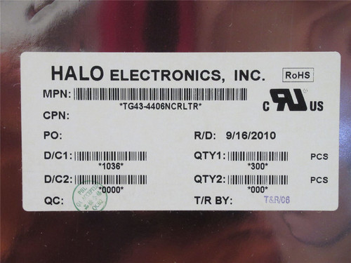 Halo TG43-4406NCRLTR; Lot-300 Signal Transformers; 12P SMD