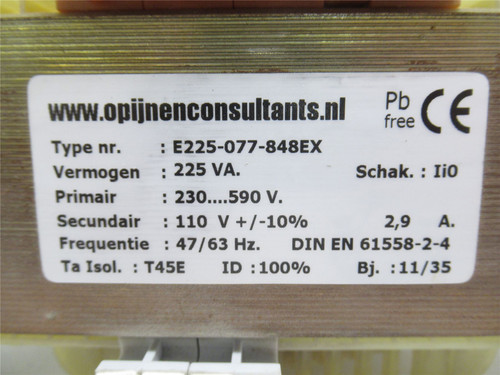 Opijnen E225-077-848EX; Transformer 225vA