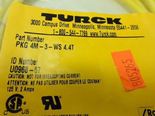 Turck PKG 4M-3-WS 4.4T; Cordset; 125V; 2A; 4M Cable