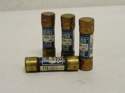 Bussmann NON 15; Lot-4 One Time Fuses; 15A; 250VAC