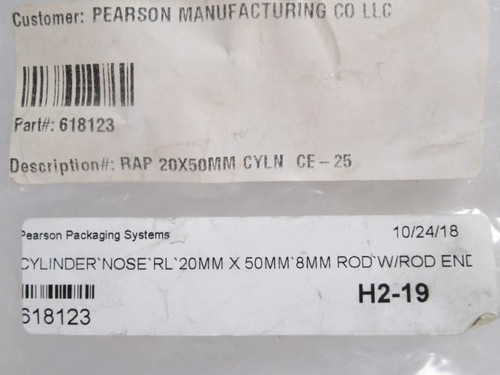 Pearson 618123; Nose Cylnder W/Rod End 25ID x 50mm Stk
