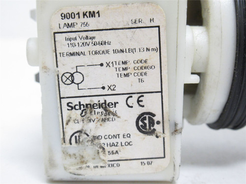 Schneider 9001KM1; Push/Pull Operator;110-120VAC; Green