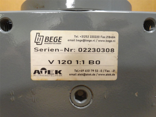 Bege V 120 1:1 BO; Gearbox; RA; 1:1 Ratio; Shaft: 25mmOD