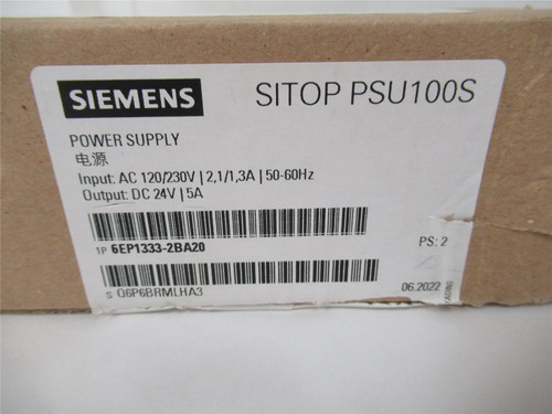 Siemens 6EP1333-2BA20; Power Supply AC-IN; DC 24V/5A-OUT