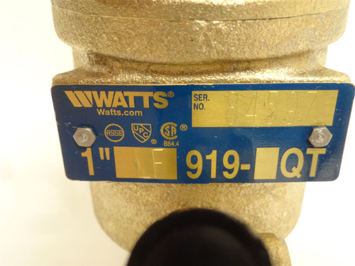 Watts LF919-QT1-1"; Lead Free Reduced Pressure Zone Assy 1NPT