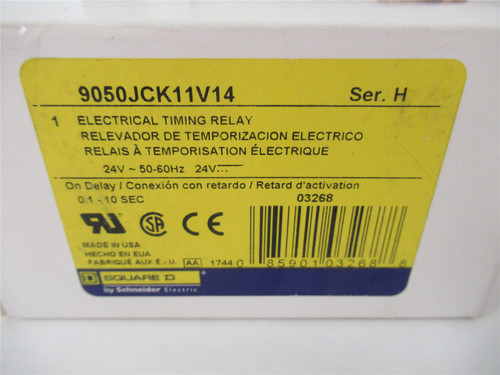 Square D 9050JCK11V14; Timer Relay 24V 10A Range .1s - 10s