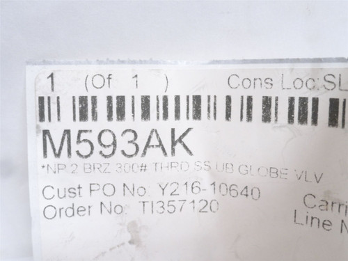 Milwaukee M593AK; Bronze Threaded Globe Valve; 2NPT; 1000WOG