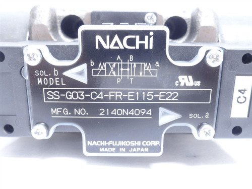 Nachi SS-G03-C4-FR-E115-E22; Solenoid Valve 2140N4094 3625PSI