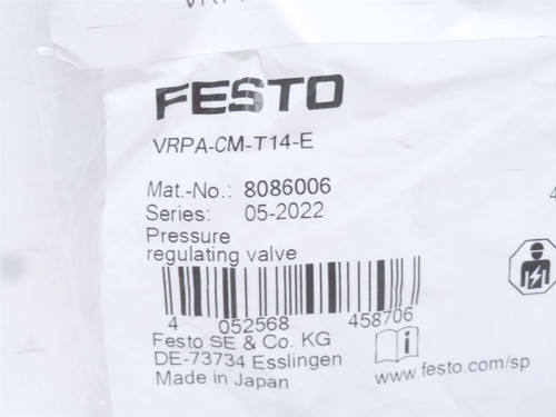 Festo VRPA-CM-T14-E; Pressure Regulator 8086006; 1/4" PTC