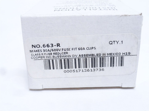 Bussmann 663-R; One Set-Fuse Reducers; 60A; 600VAC