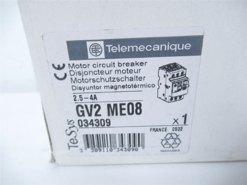 Telemecanique GV2ME08; Manual Starter 2.5-4A 600VAC
